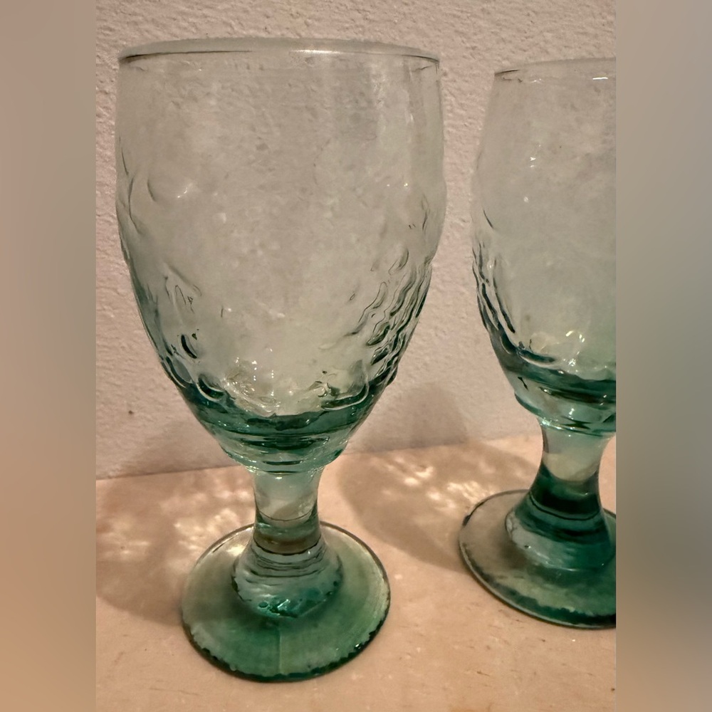 2 Libbey Orchard Fruit green water goblets. 15oz